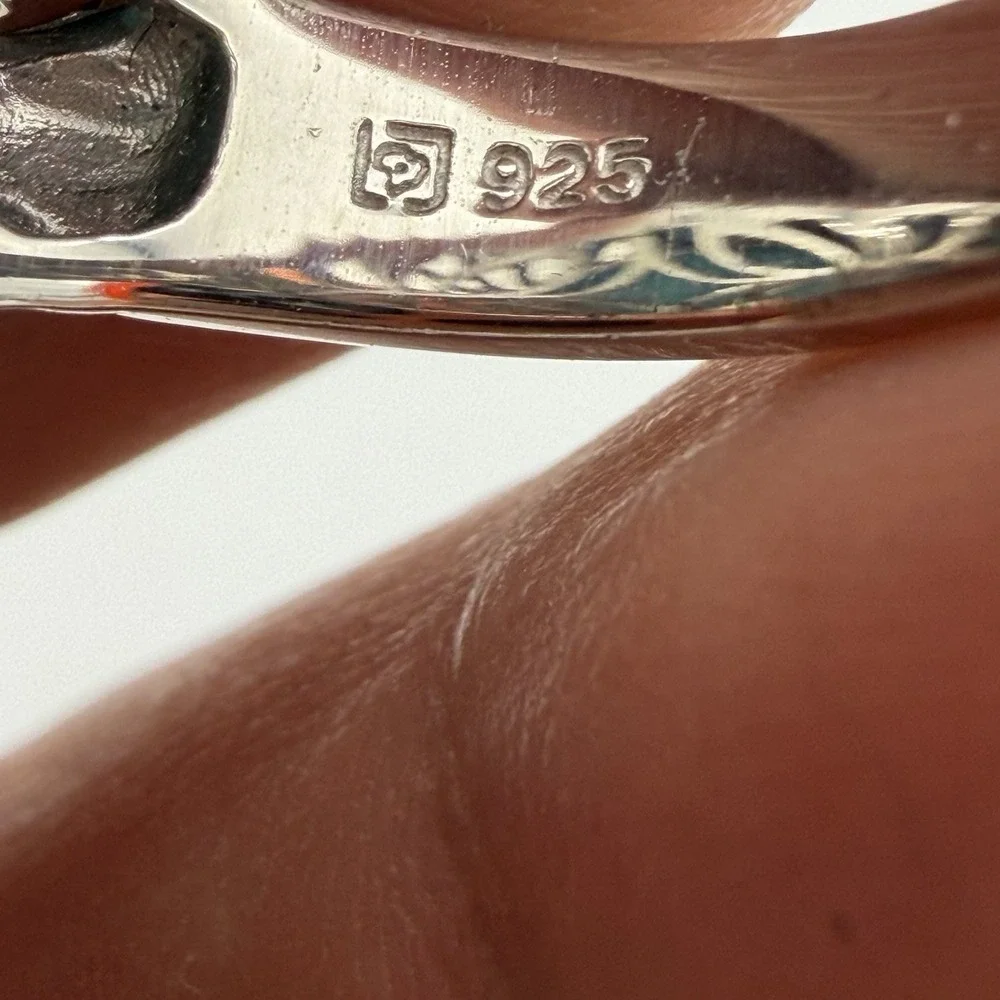 Vtg MICHELLE ALBALA Turquoise Blue Topaz Ring Sterling‎ Silver Ring Size 7 QVC